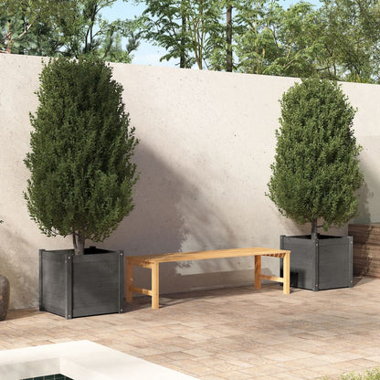 vidaXL Pflanzkübel 2 Stk. Grau 50x50x50 cm Massivholz Kiefer