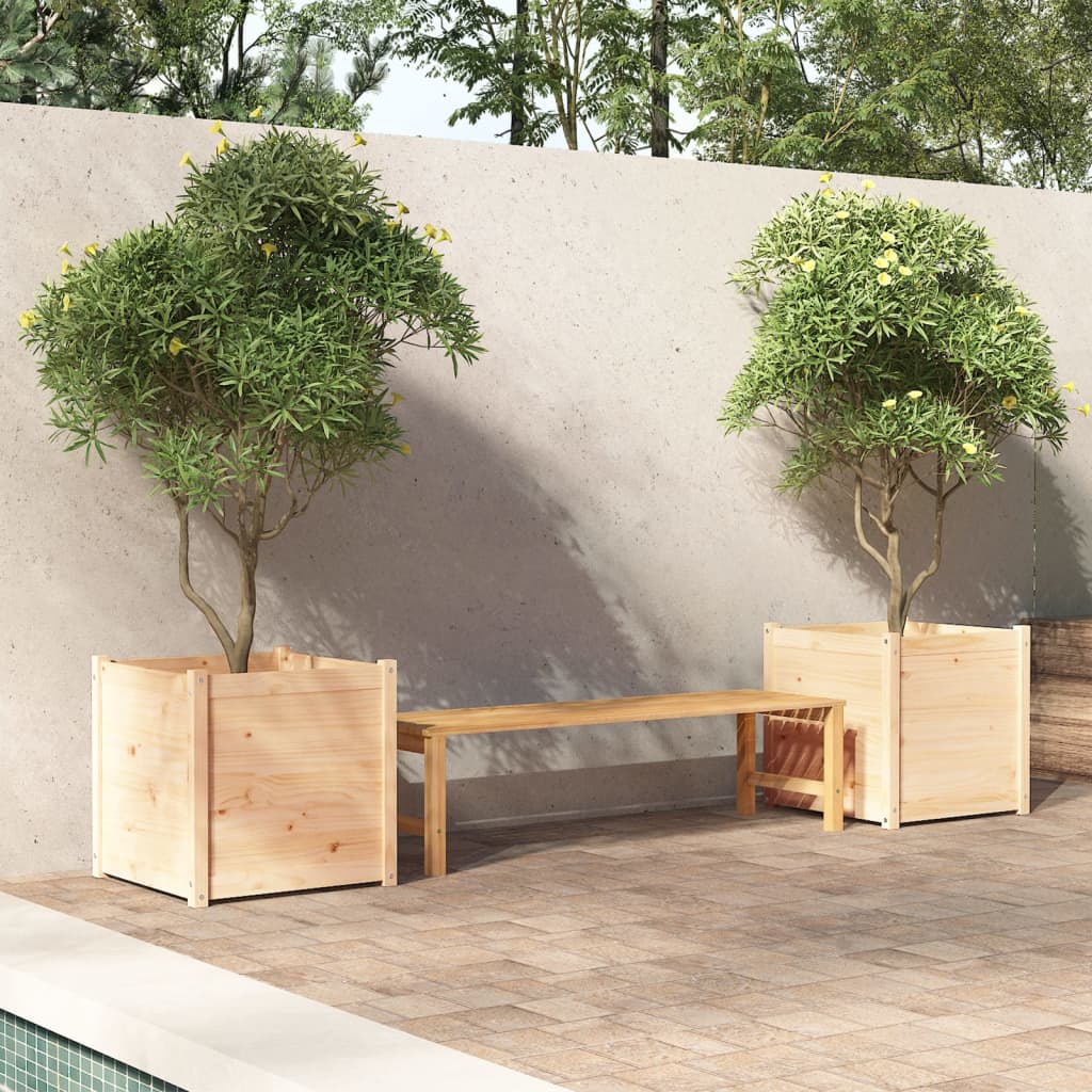 vidaXL Jardinières 2 pcs 60x60x60 cm Bois de pin massif