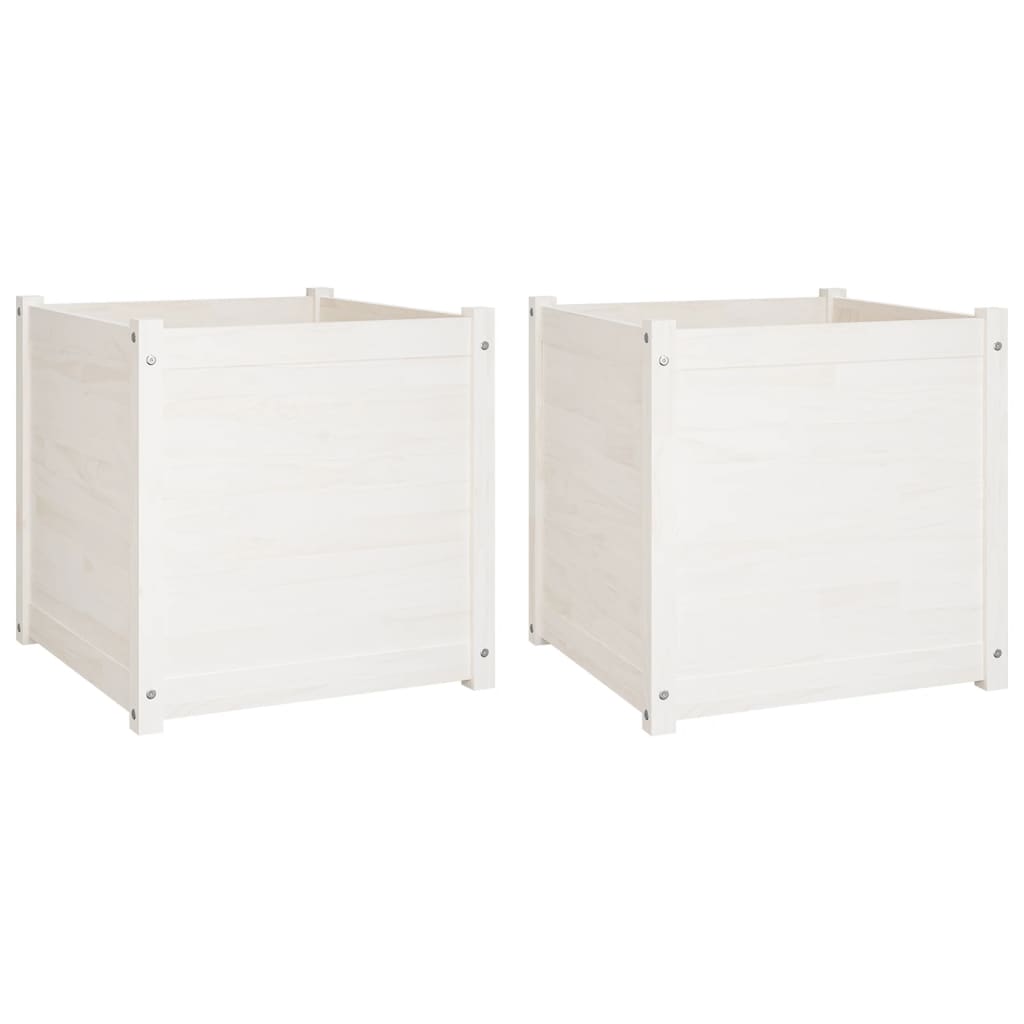 vidaXL Pflanzkübel 2 Stk. Weiß 60x60x60 cm Massivholz Kiefer