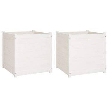 vidaXL Pflanzkübel 2 Stk. Weiß 60x60x60 cm Massivholz Kiefer