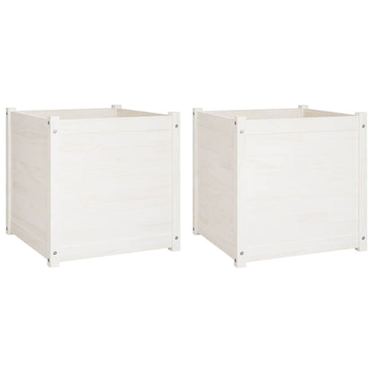 vidaXL Pflanzkübel 2 Stk. Weiß 60x60x60 cm Massivholz Kiefer