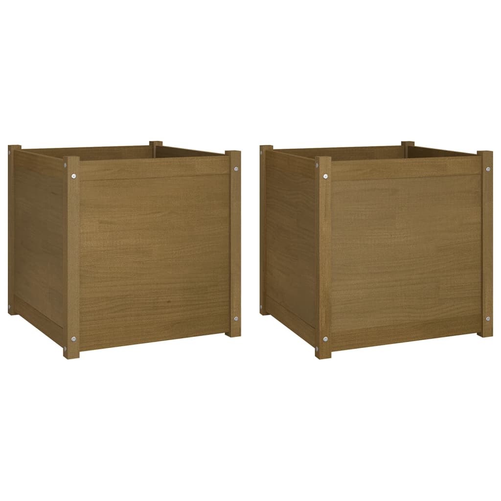 vidaXL Pflanzkübel 2 Stk. Honigbraun 60x60x60 cm Massivholz Kiefer