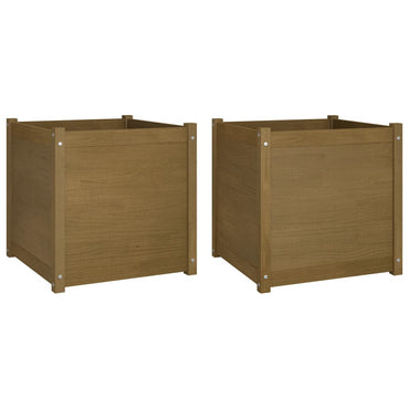 vidaXL Pflanzkübel 2 Stk. Honigbraun 60x60x60 cm Massivholz Kiefer