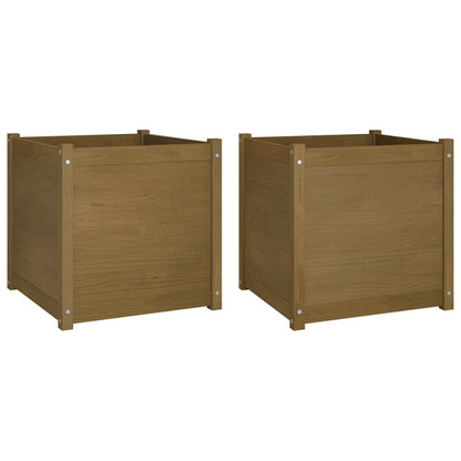 vidaXL Pflanzkübel 2 Stk. Honigbraun 60x60x60 cm Massivholz Kiefer