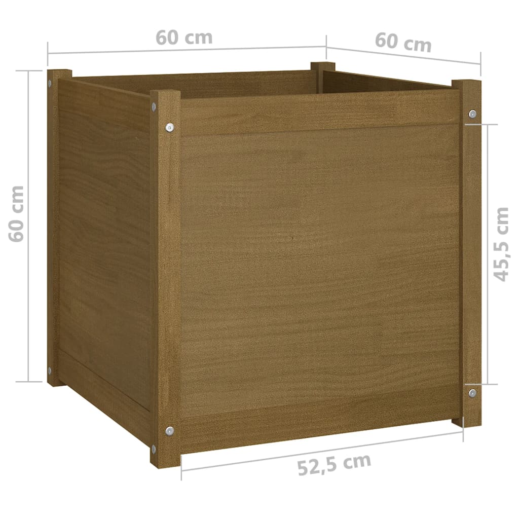 vidaXL Pflanzkübel 2 Stk. Honigbraun 60x60x60 cm Massivholz Kiefer