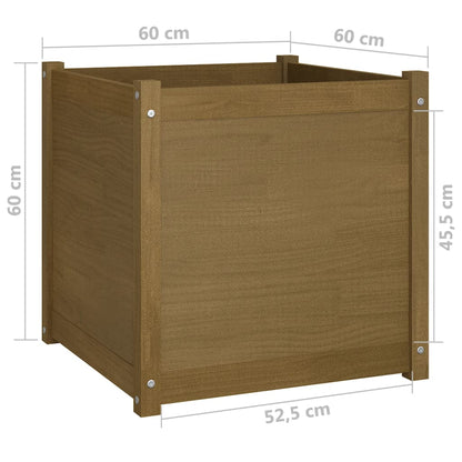 vidaXL Pflanzkübel 2 Stk. Honigbraun 60x60x60 cm Massivholz Kiefer