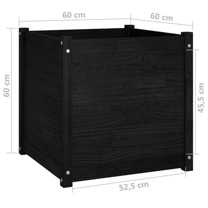vidaXL Pflanzkübel Schwarz 60x60x60 cm Massivholz Kiefer