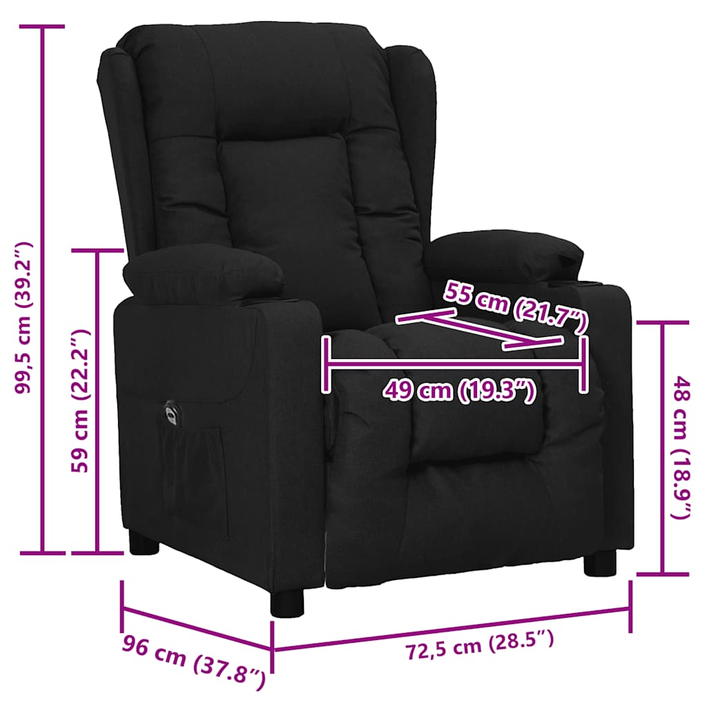 vidaXL Aufstehsessel Schwarz Stoff
