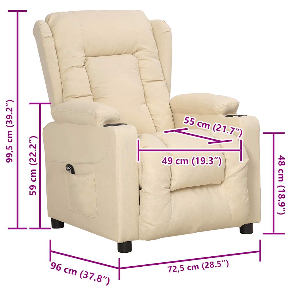 vidaXL Aufstehsessel Creme Stoff
