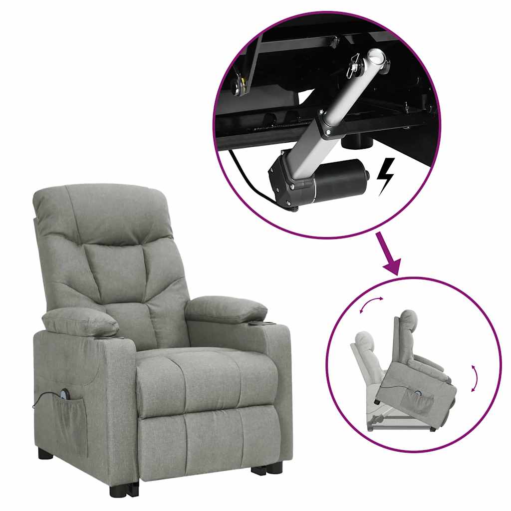 vidaXL Fauteuil releveur gris clair tissu