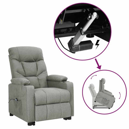 vidaXL Fauteuil releveur gris clair tissu