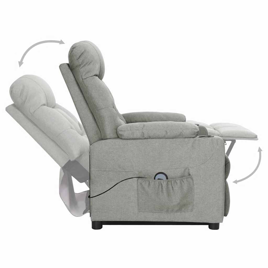 vidaXL Fauteuil releveur gris clair tissu