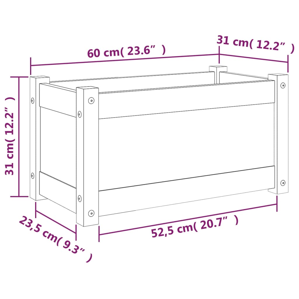 vidaXL Jardinière 60x31x31 cm Bois de pin massif