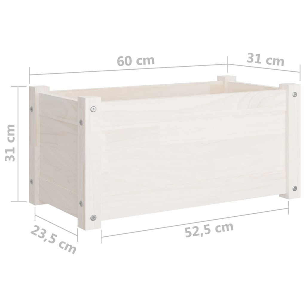 vidaXL Jardinières 2 pcs Blanc 60x31x31 cm Bois de pin massif