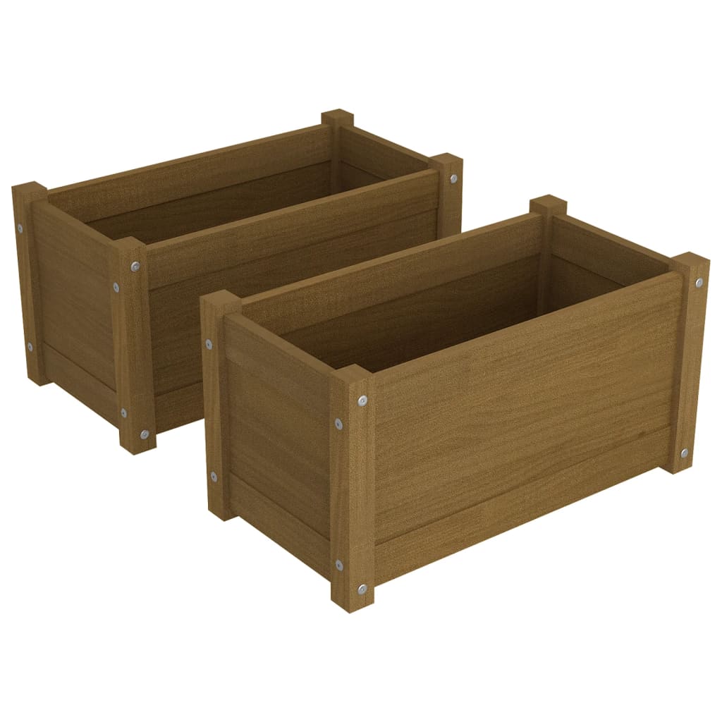 vidaXL Jardinières 2 pcs Marron miel 60x31x31 cm Bois de pin massif