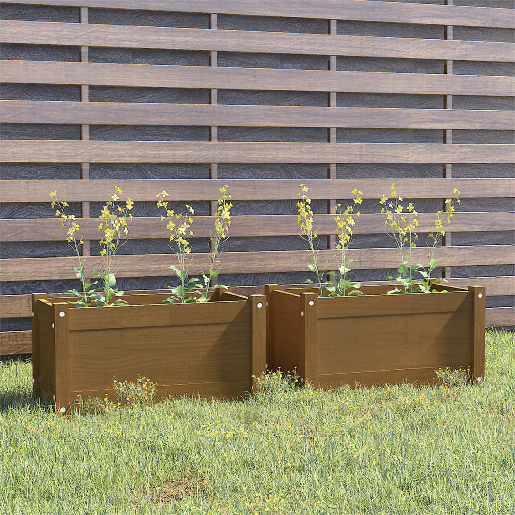 vidaXL Jardinières 2 pcs Marron miel 60x31x31 cm Bois de pin massif