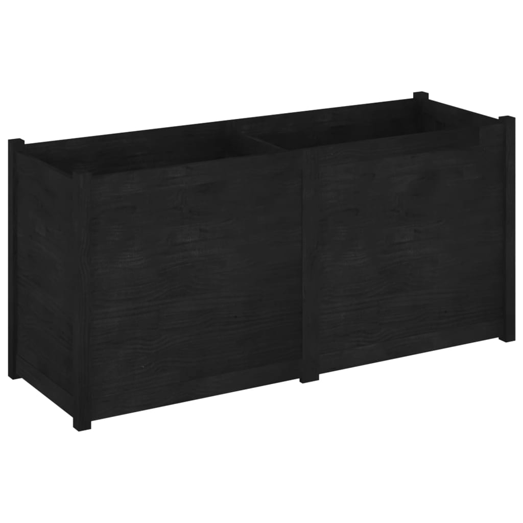 vidaXL Jardinière noire 150x50x70 cm Bois de pin massif