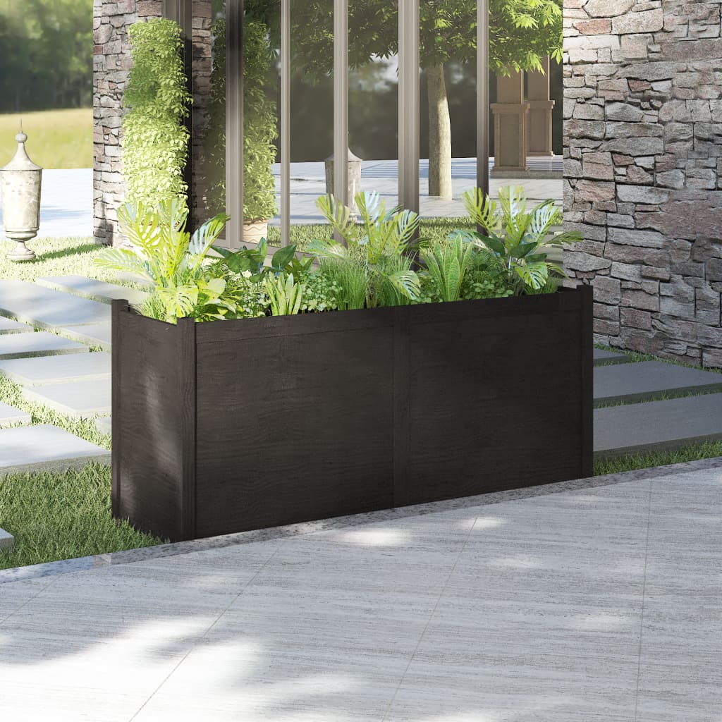 vidaXL Jardinière noire 150x50x70 cm Bois de pin massif