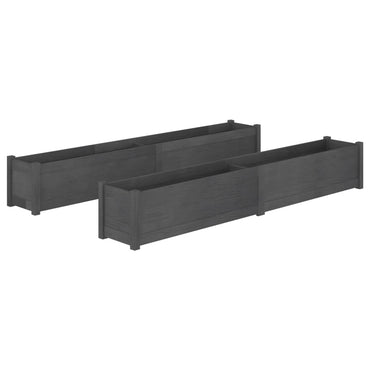 vidaXL Pflanzkübel 2 Stk. Grau 200x31x31 cm Massivholz Kiefer