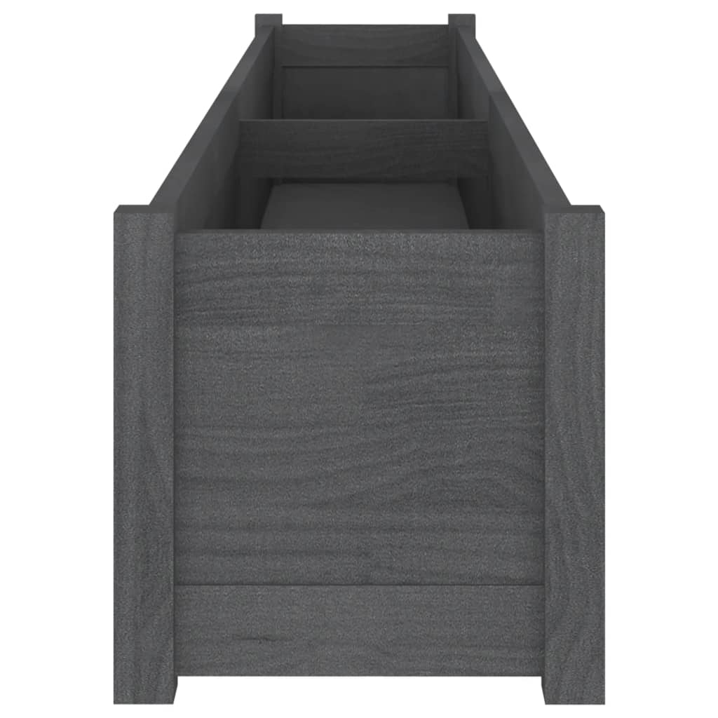 vidaXL Pflanzkübel 2 Stk. Grau 200x31x31 cm Massivholz Kiefer