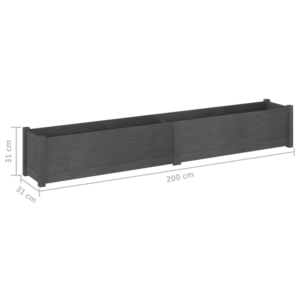 vidaXL Pflanzkübel 2 Stk. Grau 200x31x31 cm Massivholz Kiefer