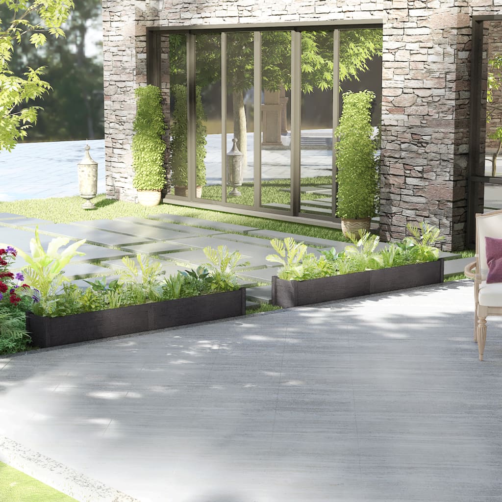 vidaXL Pflanzkübel 2 Stk. Grau 200x31x31 cm Massivholz Kiefer