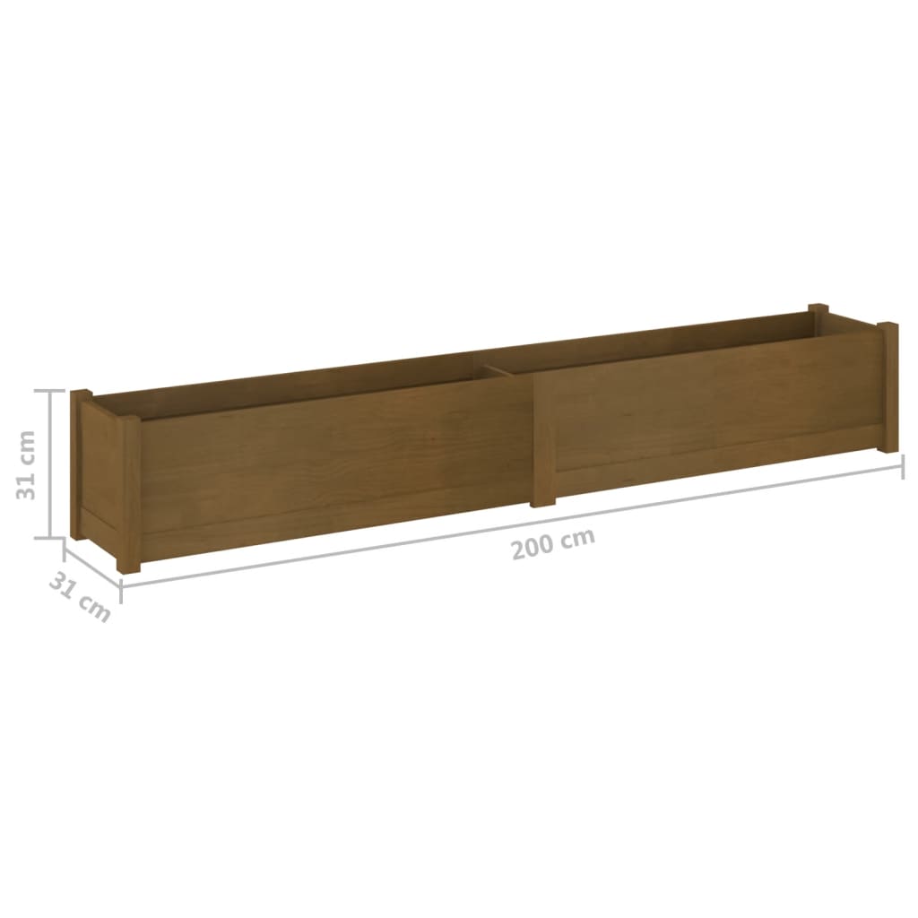 vidaXL Pflanzkübel 2 Stk. Honigbraun 200x31x31 cm Massivholz Kiefer