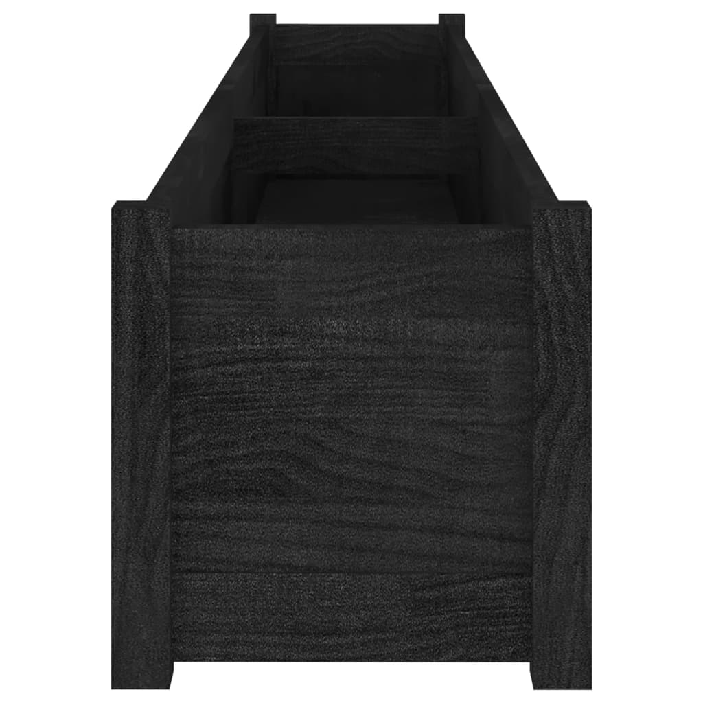 vidaXL Pflanzkübel 2 Stk. Schwarz 200x31x31 cm Massivholz Kiefer