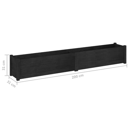 vidaXL Pflanzkübel 2 Stk. Schwarz 200x31x31 cm Massivholz Kiefer