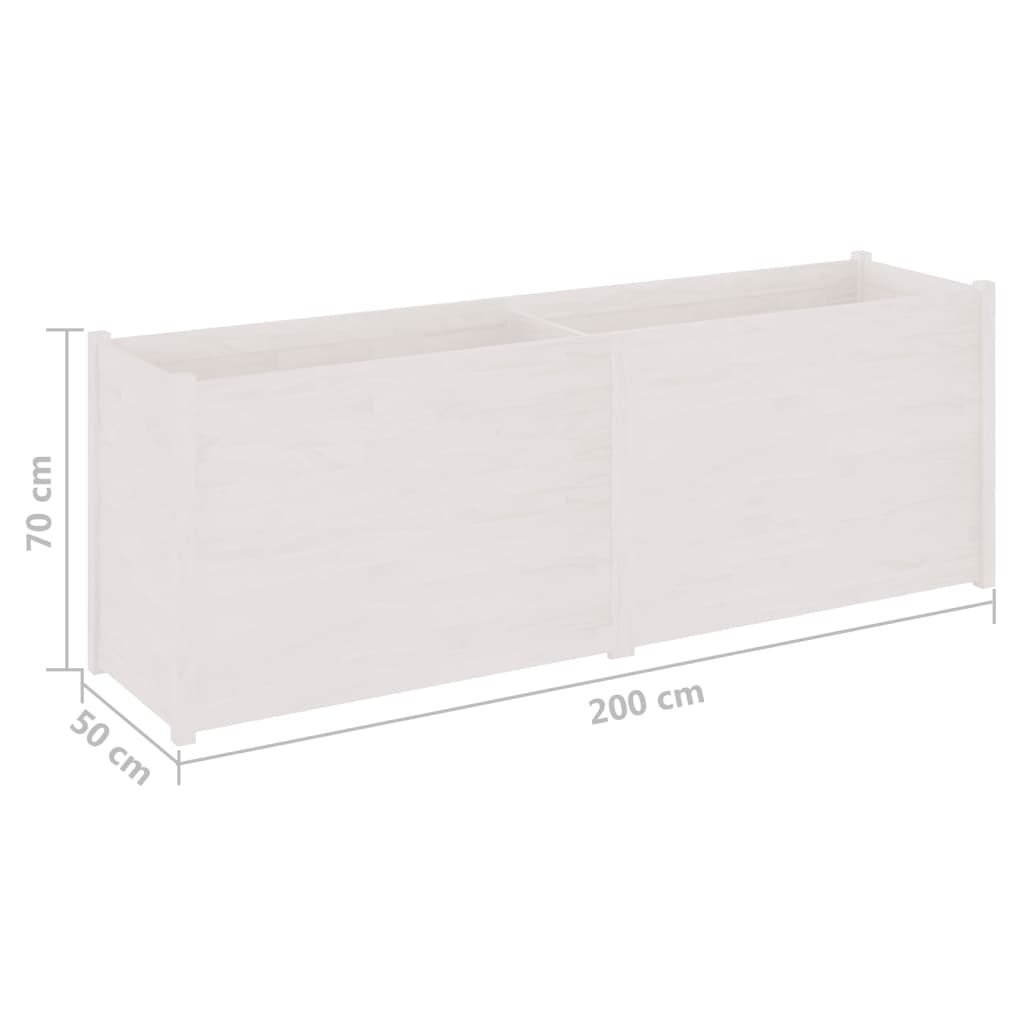 vidaXL Pflanzkübel Weiß 200x50x70 cm Massivholz Kiefer