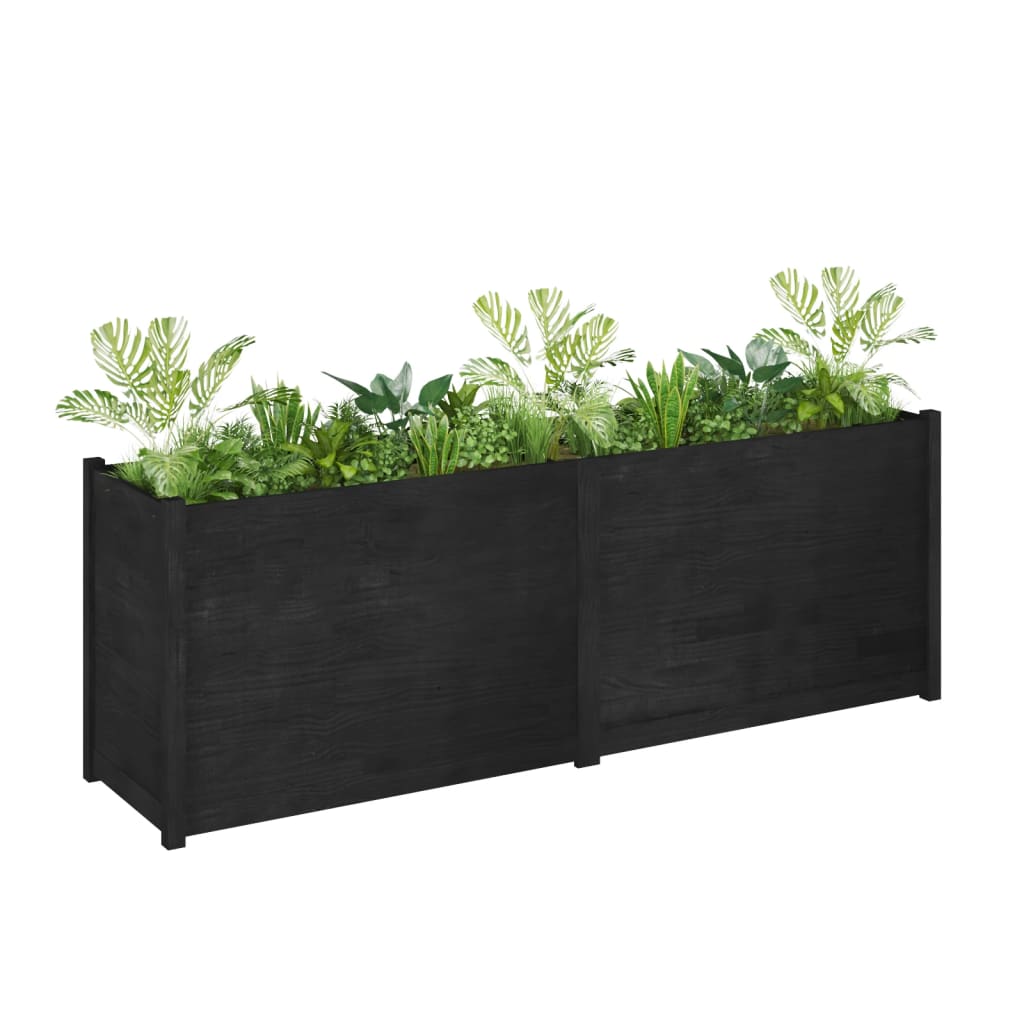 vidaXL Pflanzkübel Schwarz 200x50x70 cm Massivholz Kiefer