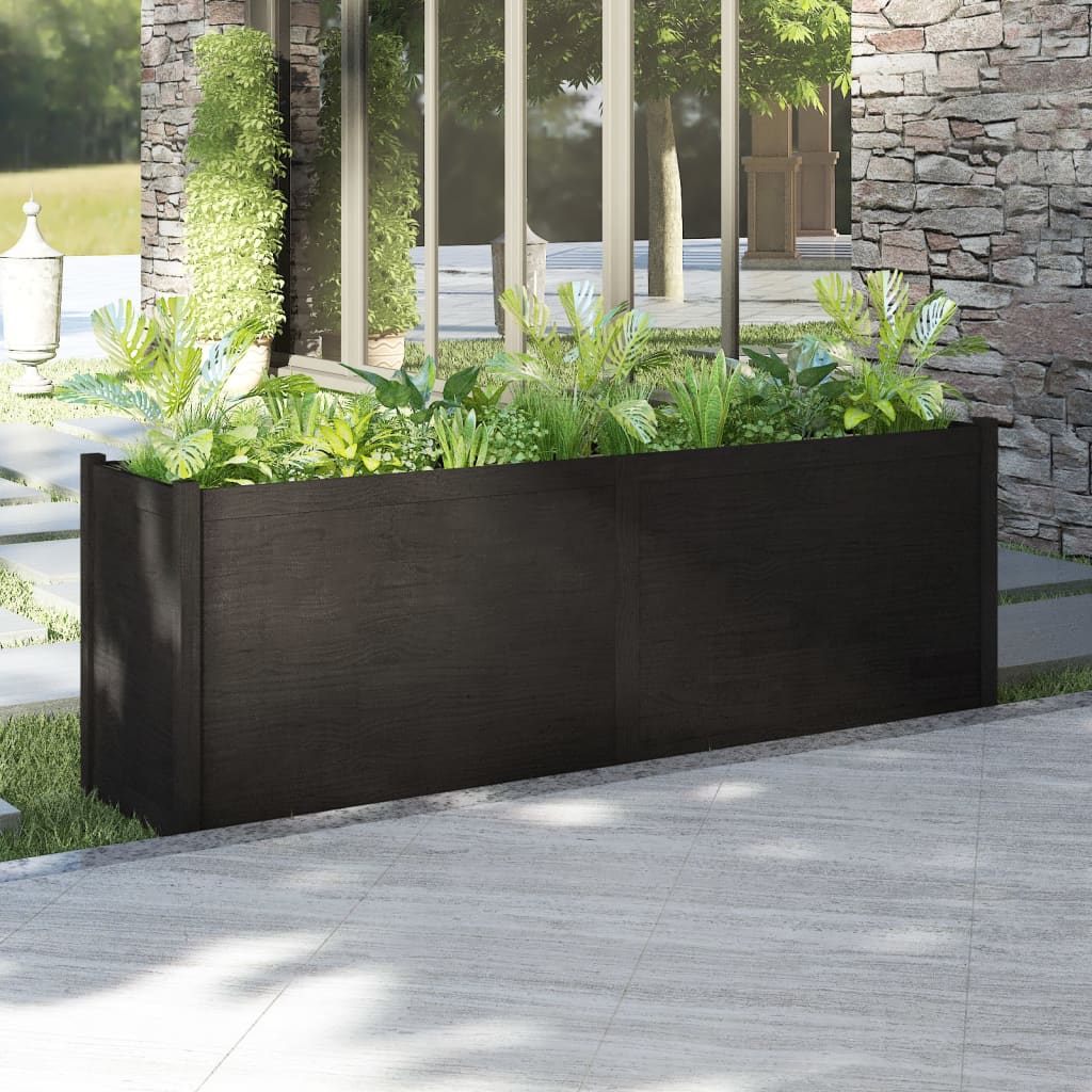 vidaXL Pflanzkübel Schwarz 200x50x70 cm Massivholz Kiefer