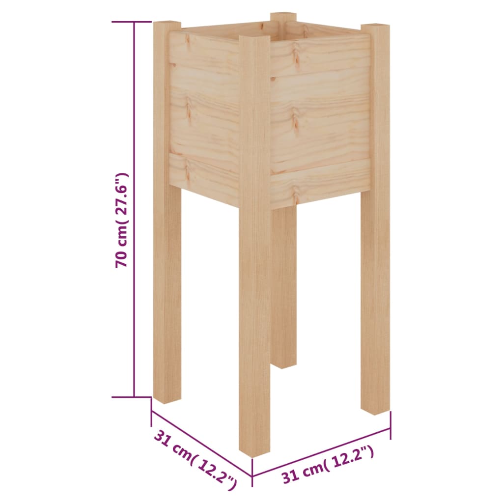 vidaXL Jardinières 2 pcs 31x31x70 cm Bois de pin massif