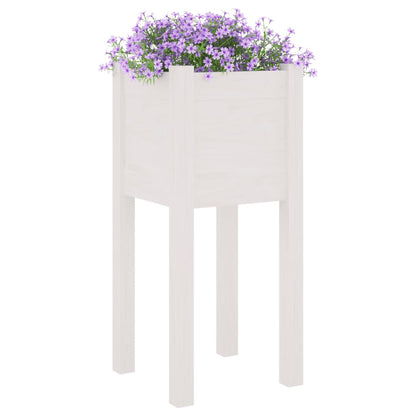 vidaXL Pflanzkübel 2 Stk. Weiß 31x31x70 cm Massivholz Kiefer