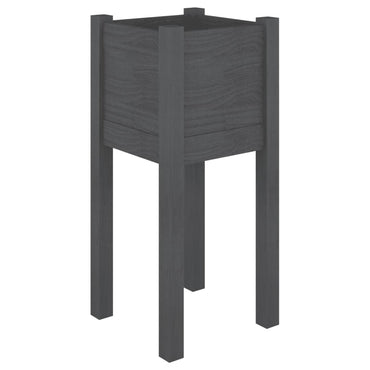 vidaXL Pflanzkübel Grau 31x31x70 cm Massivholz Kiefer