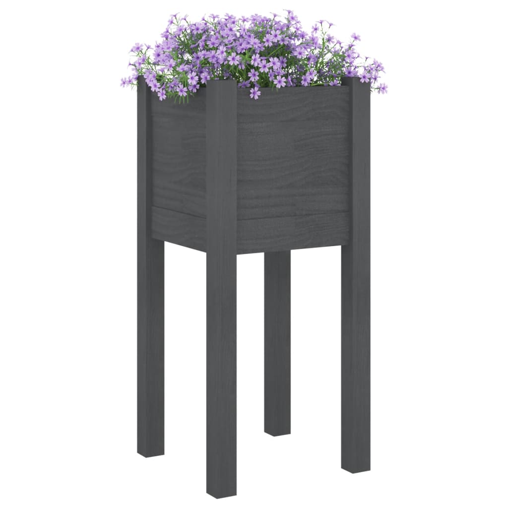 vidaXL Pflanzkübel Grau 31x31x70 cm Massivholz Kiefer