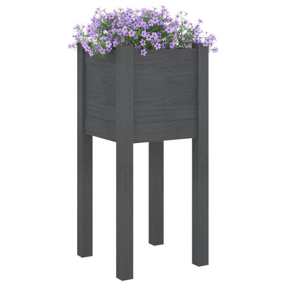 vidaXL Pflanzkübel Grau 31x31x70 cm Massivholz Kiefer