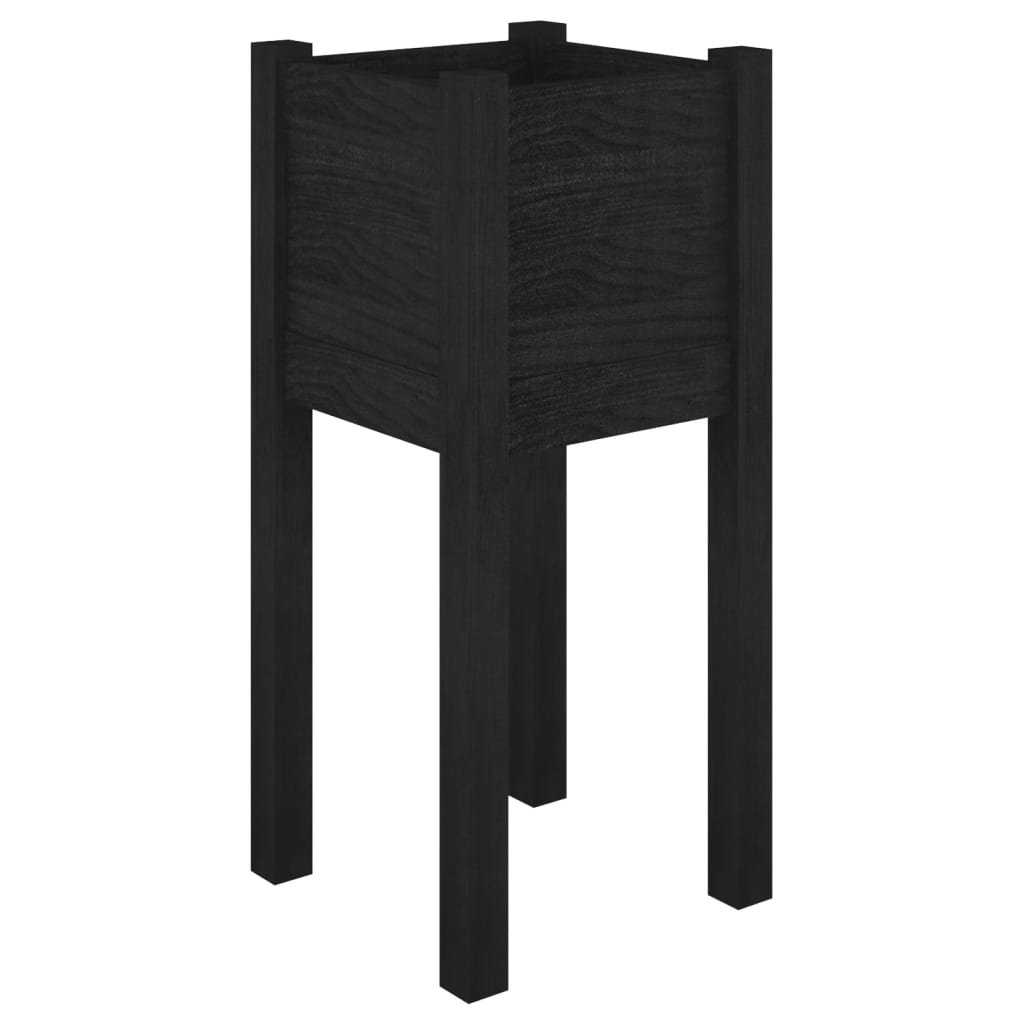 vidaXL Pflanzkübel 2 Stk. Schwarz 31x31x70 cm Massivholz Kiefer