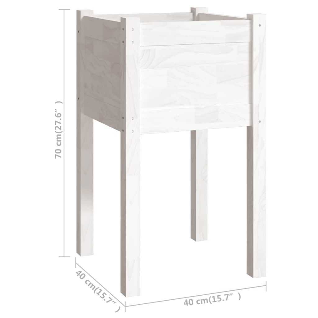 vidaXL Pflanzkübel Weiß 40x40x70 cm Massivholz Kiefer