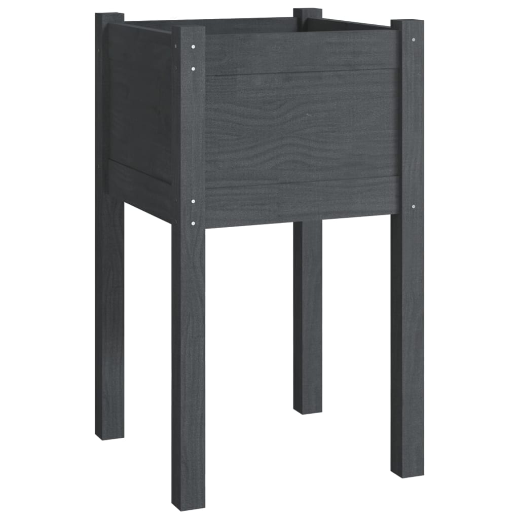 vidaXL Pflanzkübel Grau 40x40x70 cm Massivholz Kiefer