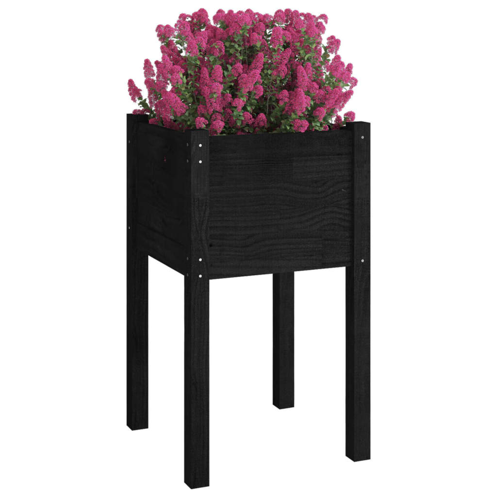 vidaXL Pflanzkübel 2 Stk. Schwarz 40x40x70 cm Massivholz Kiefer