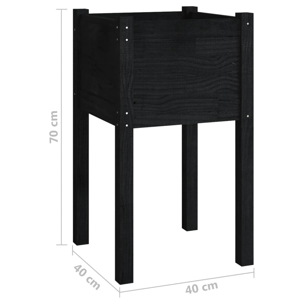 vidaXL Pflanzkübel 2 Stk. Schwarz 40x40x70 cm Massivholz Kiefer