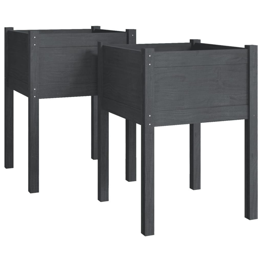 vidaXL Jardinières 2 pcs Gris 50x50x70 cm Bois de pin massif