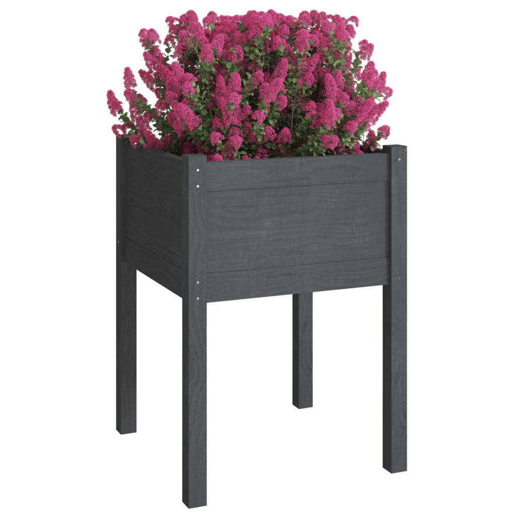 vidaXL Jardinières 2 pcs Gris 50x50x70 cm Bois de pin massif