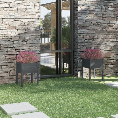 vidaXL Jardinières 2 pcs Gris 50x50x70 cm Bois de pin massif