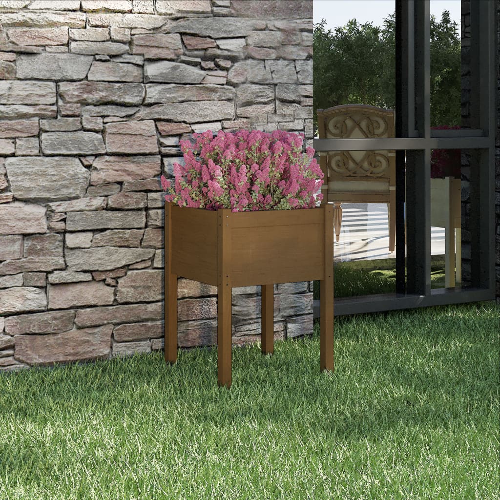 vidaXL Jardinière Bois de pin massif Marron miel 50x50x70 cm