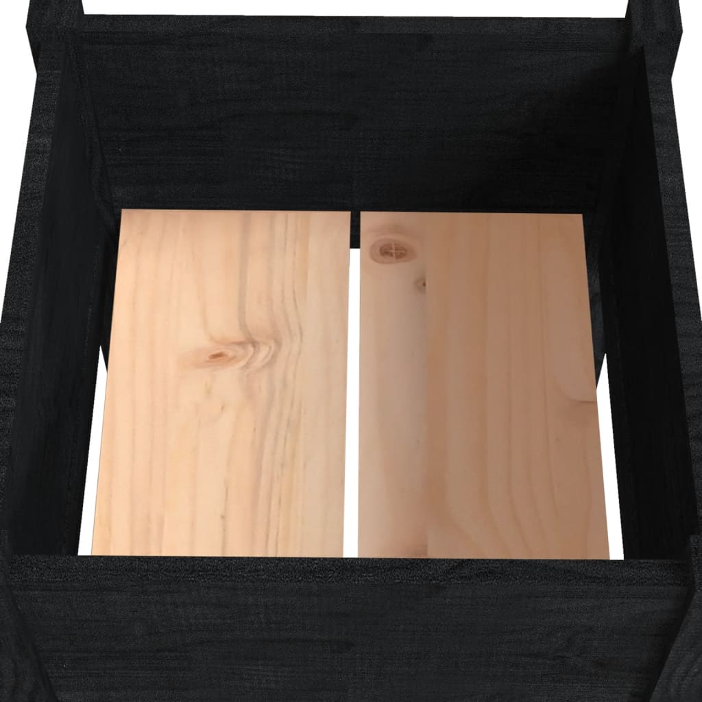 vidaXL Pflanzkübel Schwarz 50x50x70 cm Massivholz Kiefer