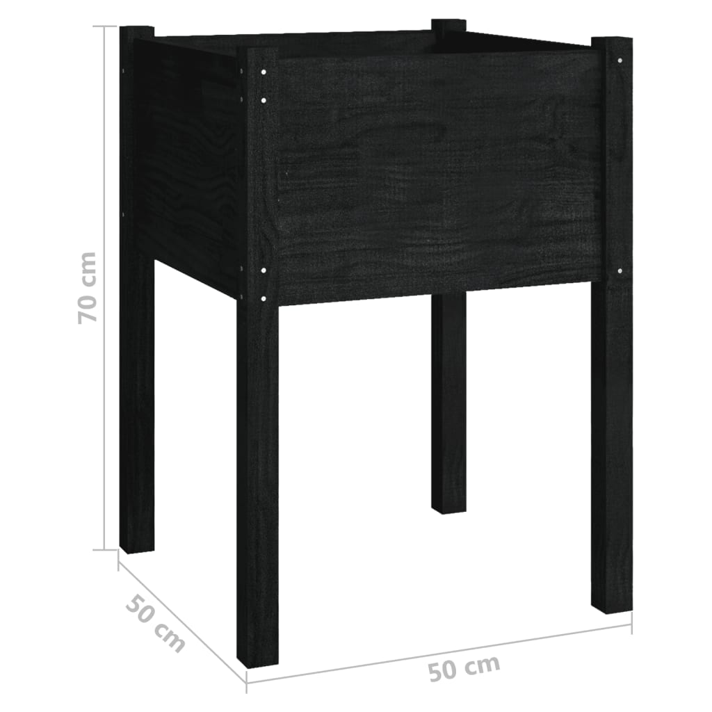 vidaXL Pflanzkübel Schwarz 50x50x70 cm Massivholz Kiefer