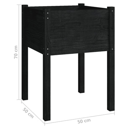 vidaXL Pflanzkübel Schwarz 50x50x70 cm Massivholz Kiefer