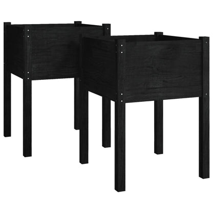 vidaXL Jardinières 2 pcs Noir 50x50x70 cm Bois de pin massif